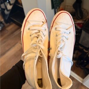 Stylish White and Red Canvas Sneakers